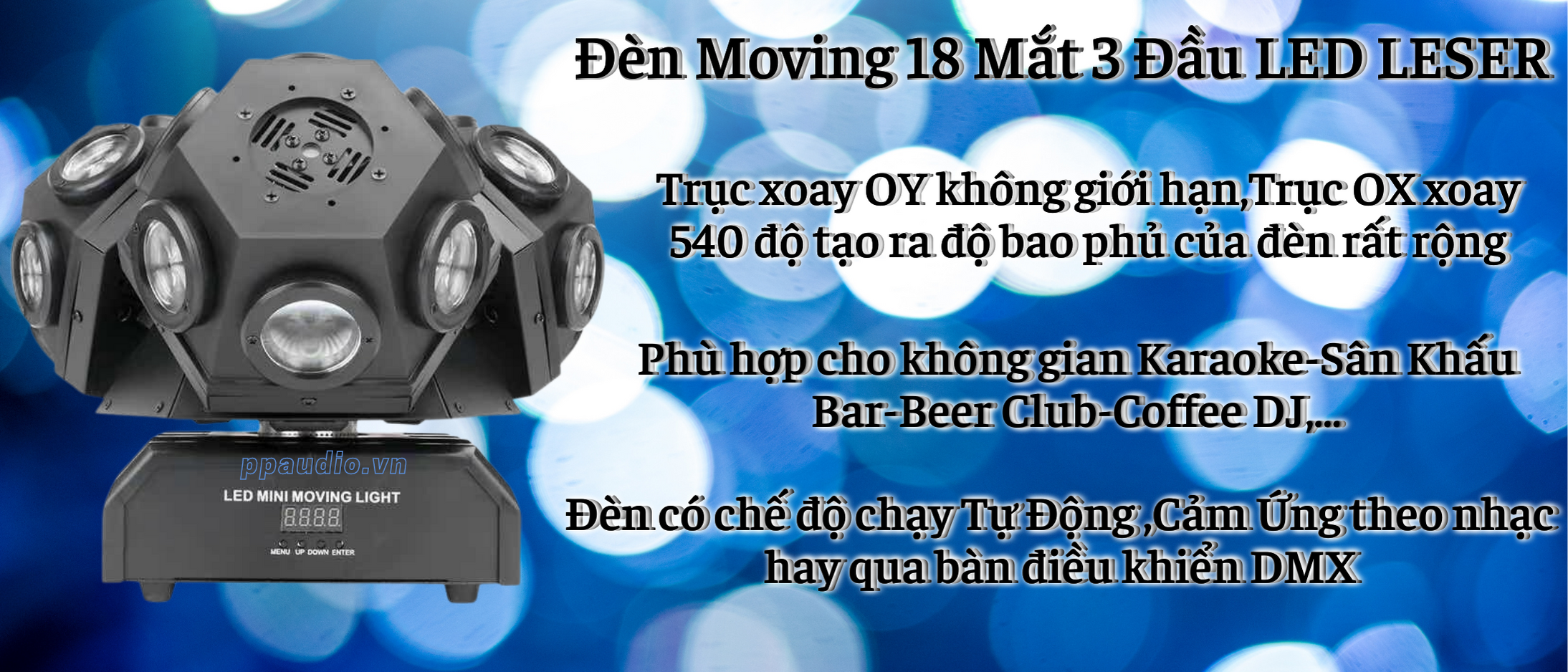 Đèn Moving 18 Mắt 3 Đầu