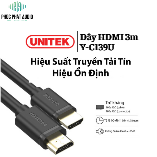 Dây HDMI UNITEK 3m Y-C139U 