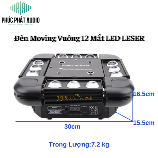 Đèn Moving Vuông 12 Mắt LED LASER