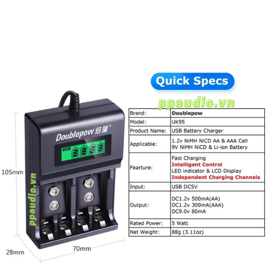 Khay sạc pin LCD 4 khe