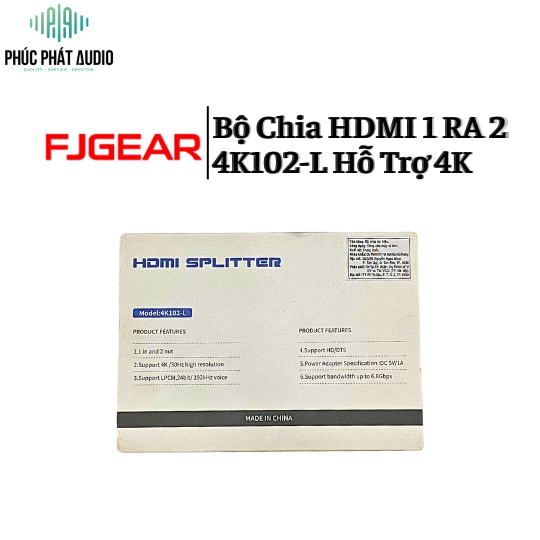 Bộ Chia HDMI 1 RA 2 FJGEAR 4K102-L Hỗ Trợ 4K 