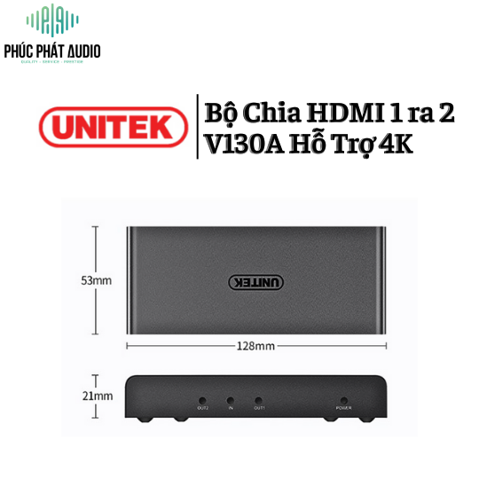 Bộ Chia HDMI 1 ra 2 Unitek  V130A Hỗ Trợ 4K 